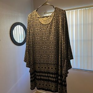 CJ banks blouse black and white